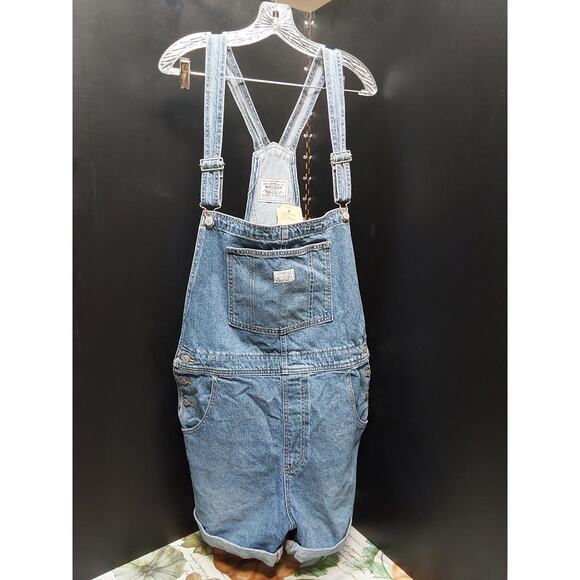 LADIES Bib Overalls Shorts Size XL Levi's Strauss New Retail $69.50 - Picture 1 of 9